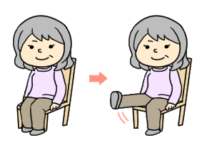 椅子での膝のリハビリの図