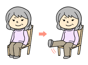 椅子での膝のリハビリの図